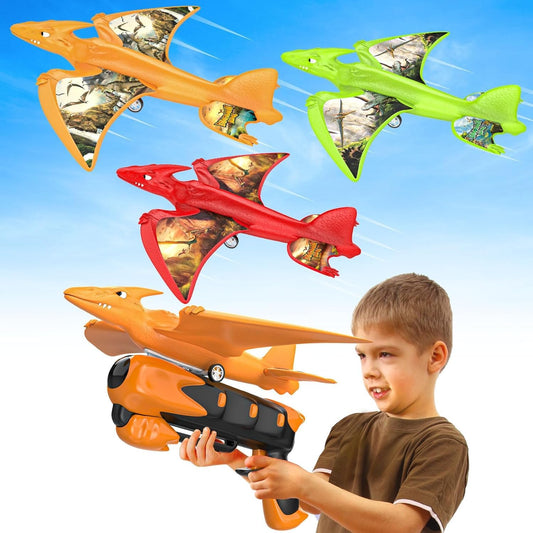Onysurui dinosaur airplane launcher pack ready for outdoor play
