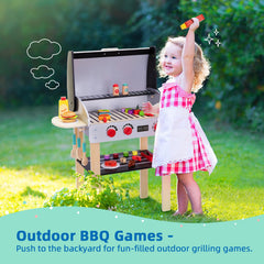 OOOK toy food for barbecue pieces ready to skew, encouraging fine motor play.