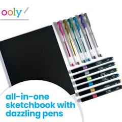 Ooly 13pc metallic gel pens swatch showing shiny color options for contrast-rich art