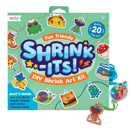 Ooly 28pc shrinking art kit charms for colorful, creative accessories.