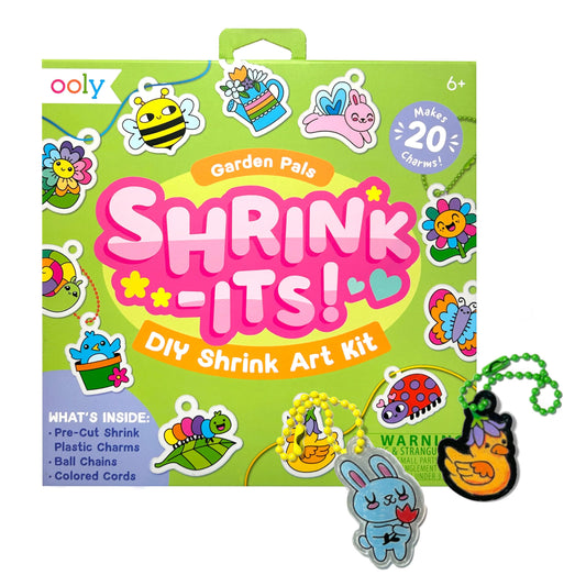 Ooly 28 PC DIY Shrinking Art Kit charms for colorful keychains and backpacks.