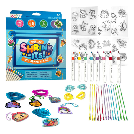 Ooly shrinking art kit charms pre-cut for mess-free crafting and instant creativity.