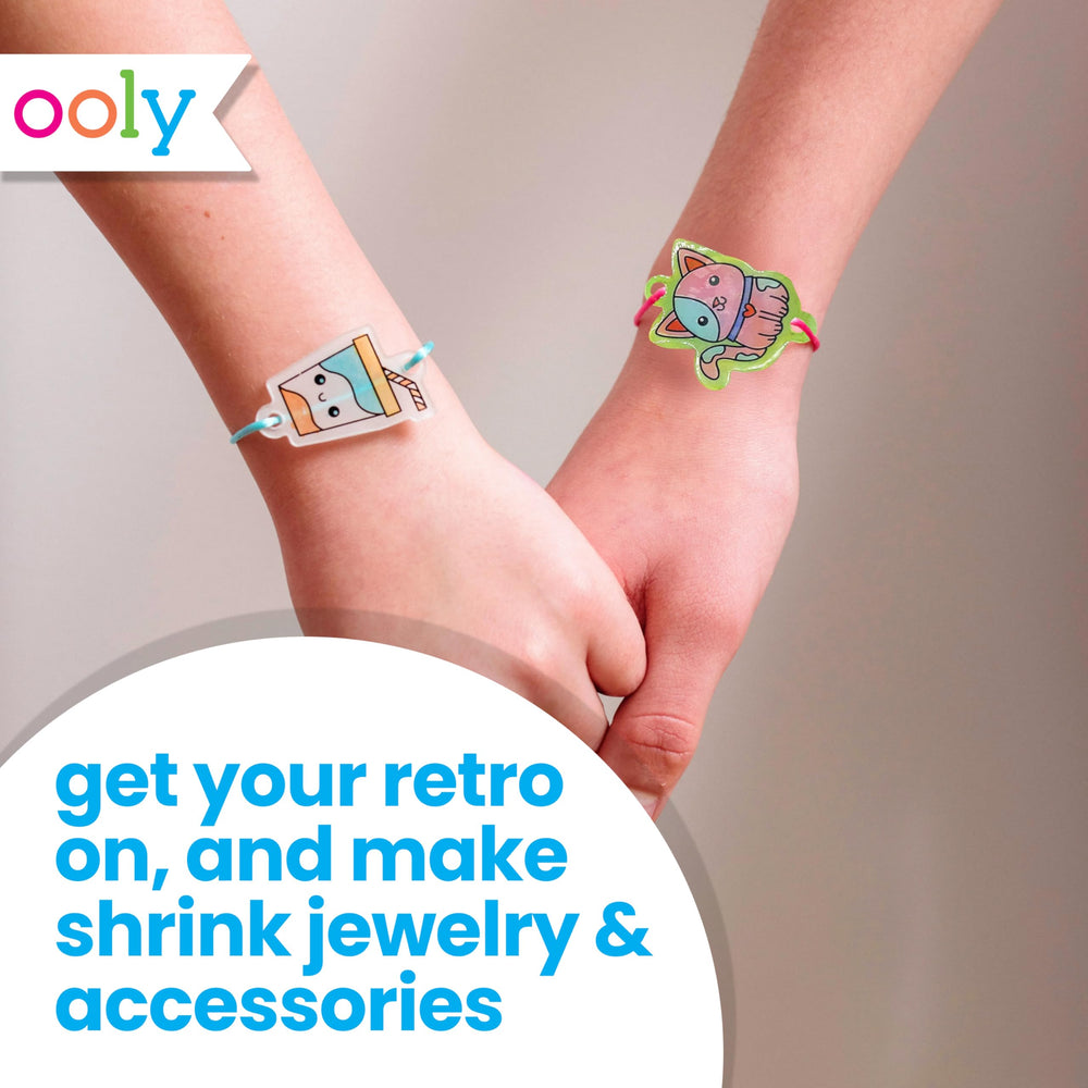 Ooly cords provide variety for necklaces and zipper pulls in shrinking art projects.
