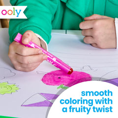 Ooly vivid neon hues stand out over dark ink.