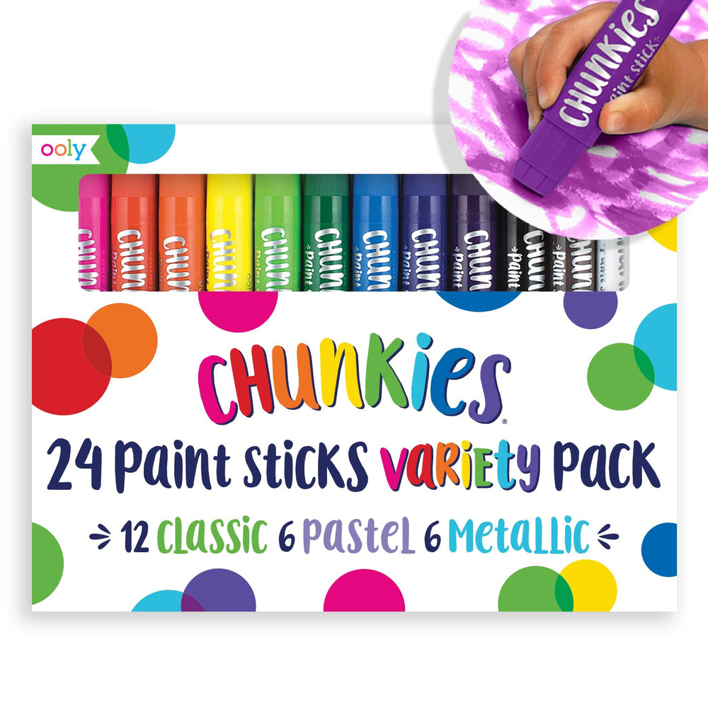 OOLY Chunkies 24 paint sticks classic set for mess-free kid-friendly painting