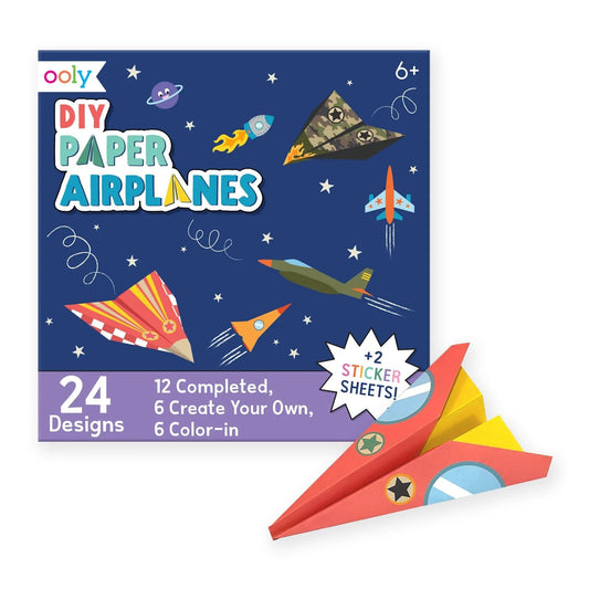 Ooly DIY Paper Airplane Book cover featuring vibrant planes for creative play