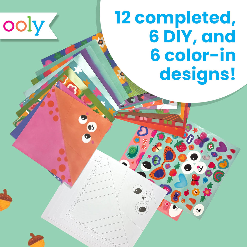 Ooly DIY Paper Kit color-in origami designs for customizable crafts.