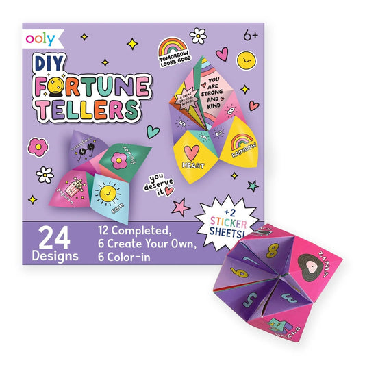 OOLY DIY Paper Kit fortune teller designs for creative play and party fun.
