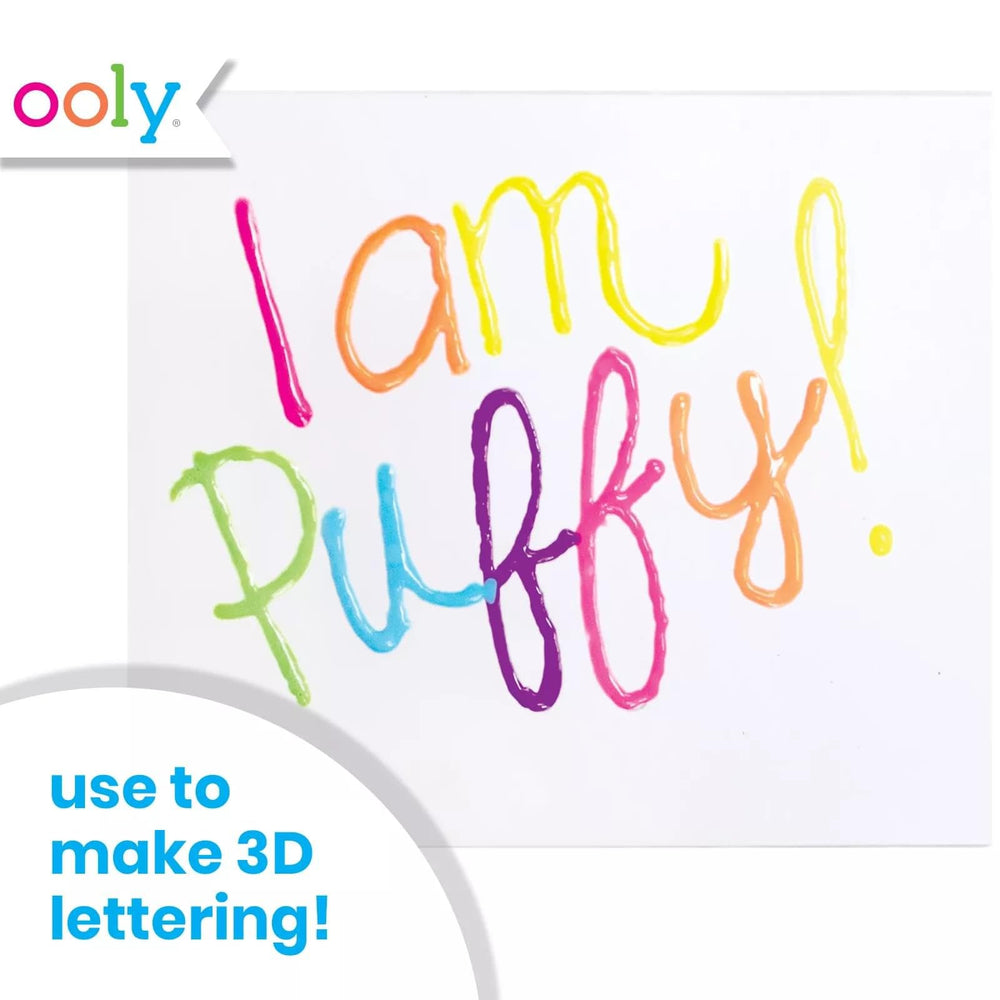 Neon colors brighten greeting cards and crafts with Ooly Puffy Paint.