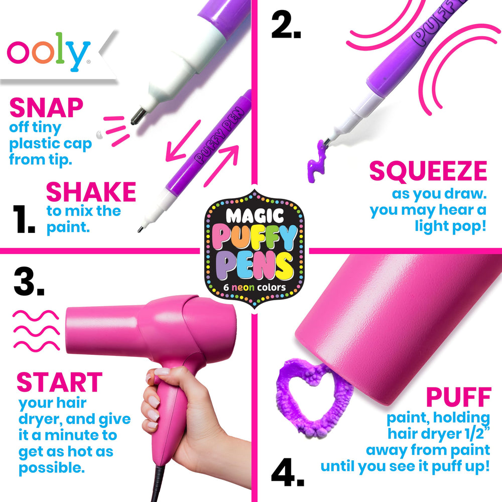 Close-up of neon Puffy Paint ink forming textured 3D foam after heating.