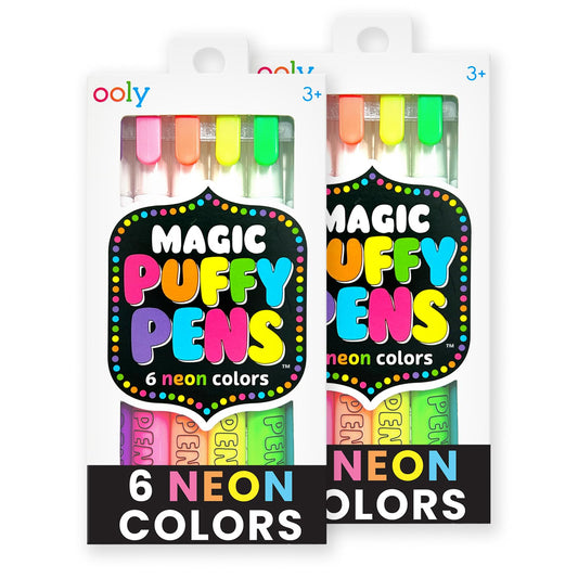 Ooly Puffy Paint Neon Gel Pens blue set for bold, vibrant lines