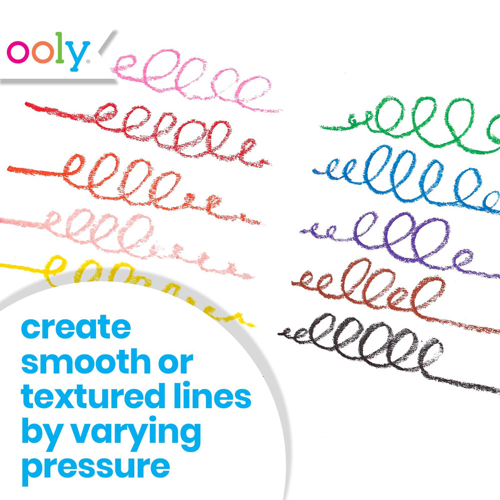OOLY Rainy Dayz Gel Crayons wipe away easily with water.