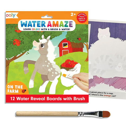 Ooly Water Amaze on the Farm board reveals farm scenes with water for vocabulary-friendly play.