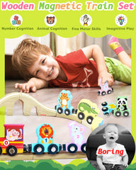 Oomloid animal train cars numbered 0-10 support counting and imaginative play.