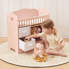 OOOK wooden changing table supporting nurturing pretend play.