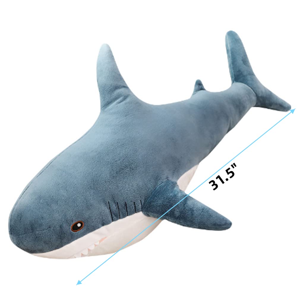 OPHRBU plush shark close-up shows soft fabric and cuddly texture