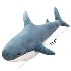OPHRBU plush shark close-up shows soft fabric and cuddly texture