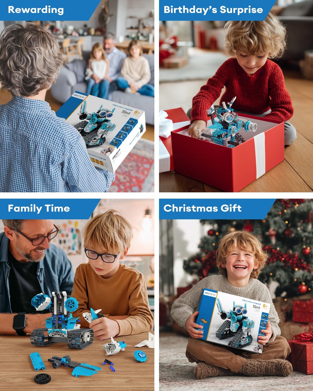 Opmind 5-in-1 RC robot kit STEM learning toy with 398 pieces.