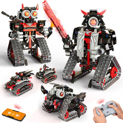 Opmind warrior robot model in action, promoting hands-on STEM learning and creativity.
