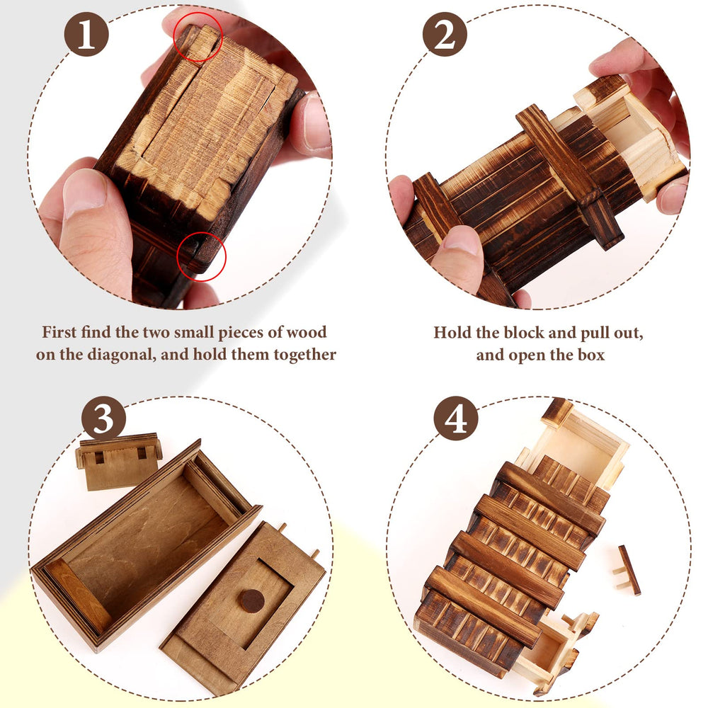 Oppaxf varied sizes wooden puzzle box illustrating size options