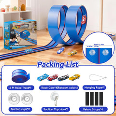 Oppvoci 1/64 diecast cars ready for action on the flexible track surface