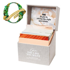 Oprah Daily flip-top linen box keeps questions accessible and stylish.
