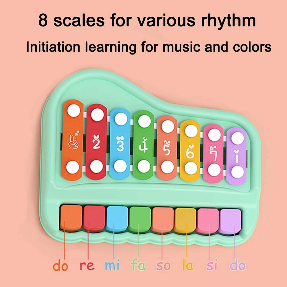 Oprala 2-in-1 baby piano xylophone with colorful keys enhances early color recognition.