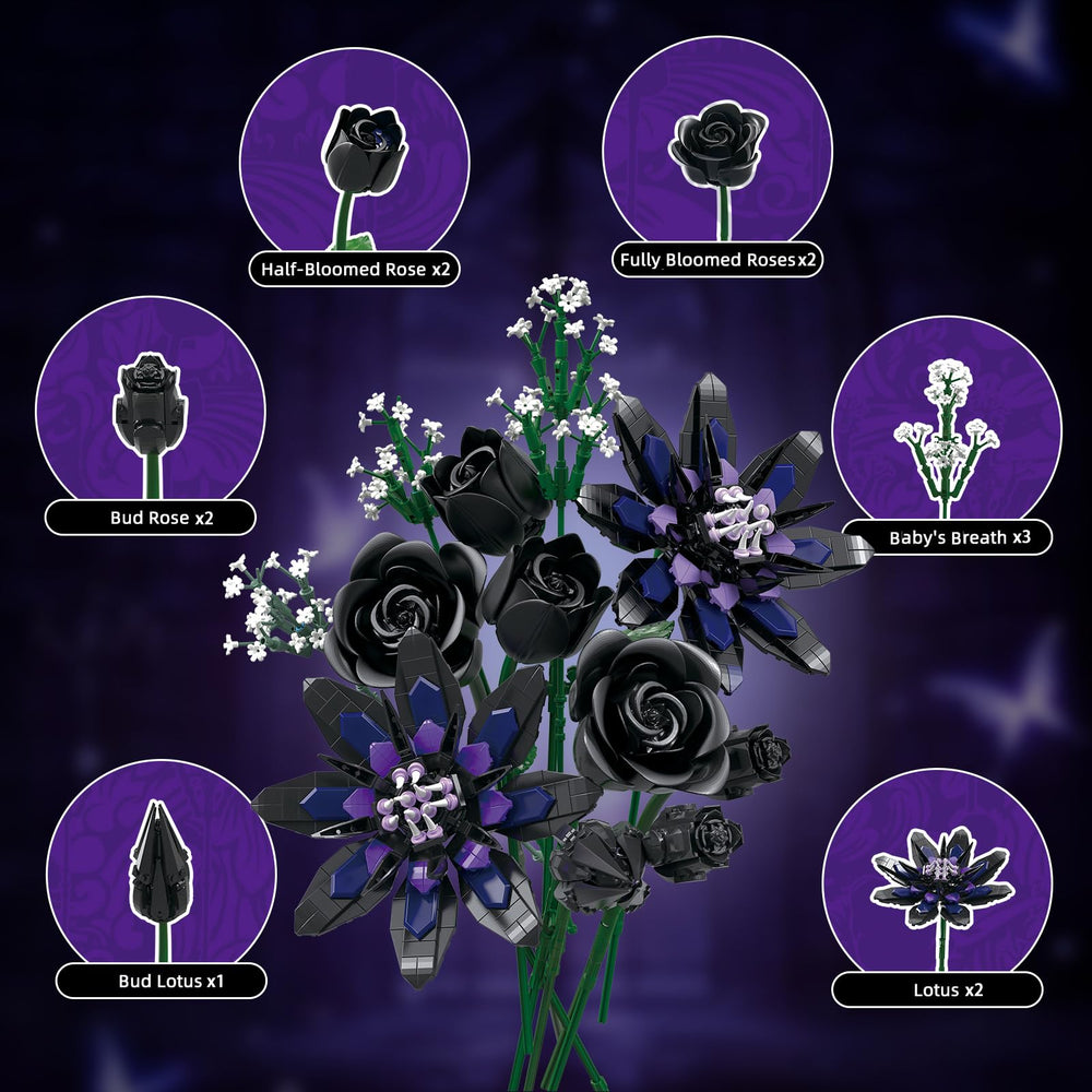 OQMI Flower Bouquet Building Set: customize petals and stems for tall or short vases.