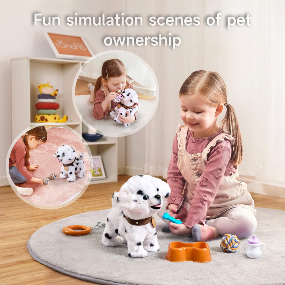 OR OR TU included dog ball and accessories for pretend care routines.