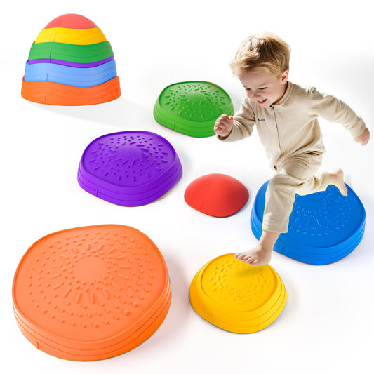 Oranmew Stepping Stones 6-piece set, colorful stackable design for balance play.