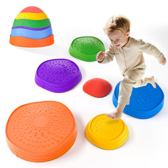 Oranmew Stepping Stones 6-piece set, colorful stackable design for balance play.
