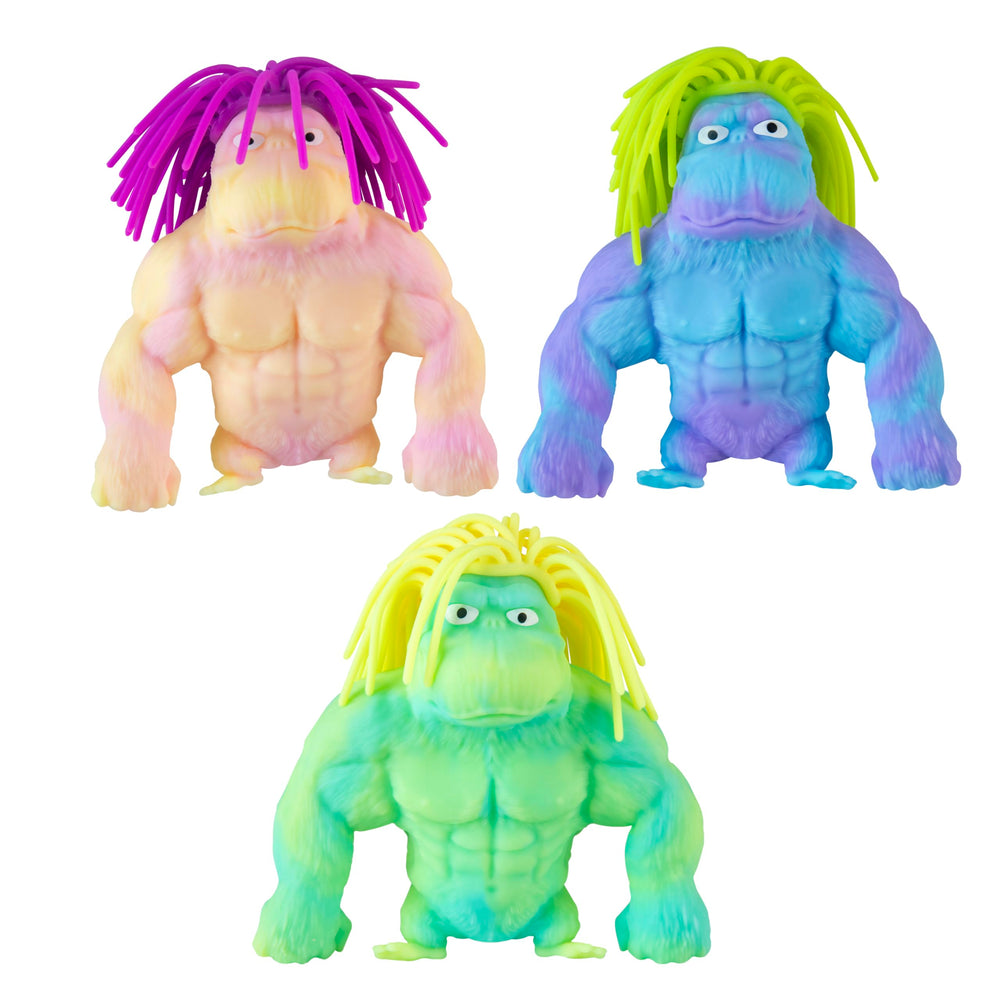 Orb Factory Funkee Monkee Mega Long Hairdo green/blue with yellow hair for expressive selfies.