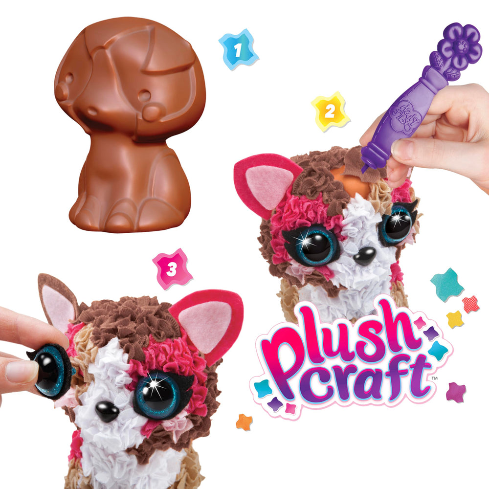 The Orb Factory PlushCraft 3D Dog mini figure for quick, tray-ready crafts.