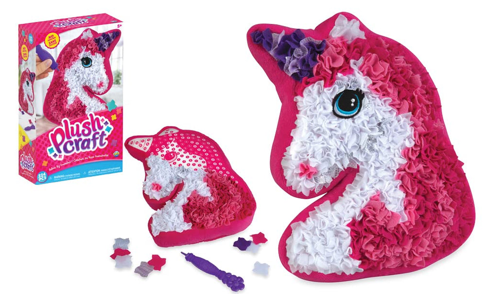 The Orb Factory PlushCraft fabric-by-numbers page shows effortless, mess-free creativity for children.