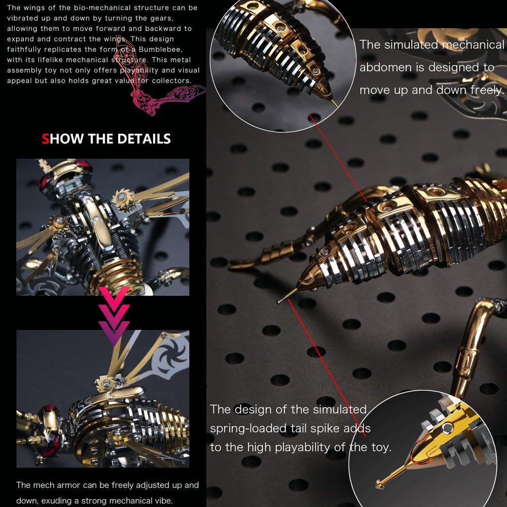 OreilleStar Wasp polished parts: durable metal with lasting luster for display.