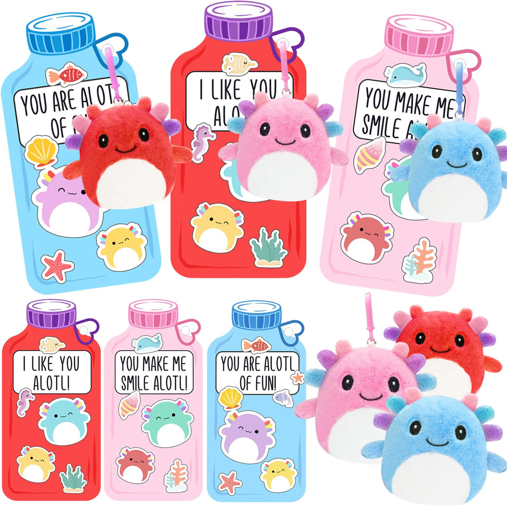Oriental Cherry axolotl plush keychain 24-pack for cute classroom gifts and party favors.