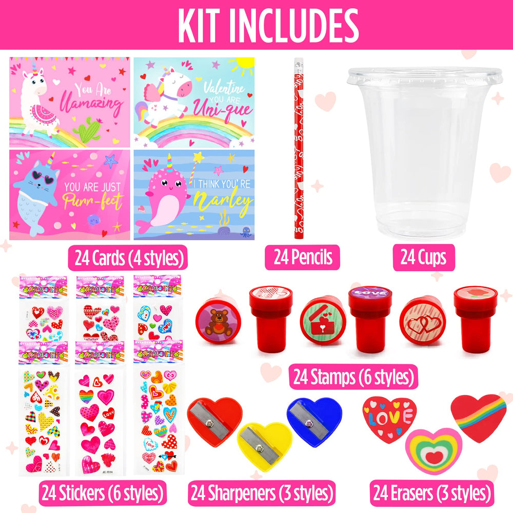 ORIENTAL CHERRY cards featuring unicorn art for DIY valentines