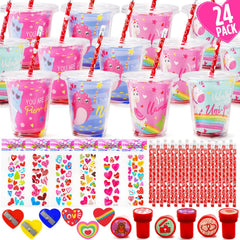 ORIENTAL CHERRY Valentine’s cups with unicorn designs, ideal for classroom exchanges
