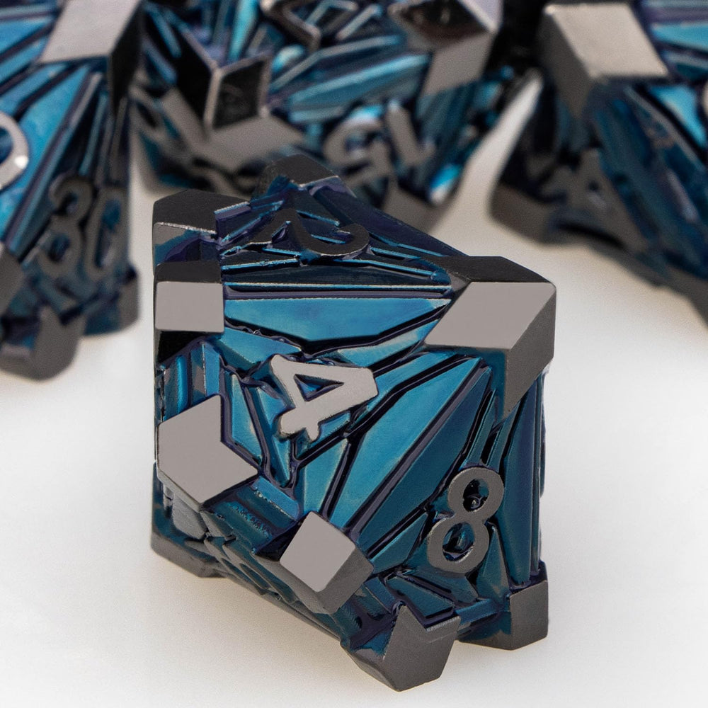 ORIFANTOU Crystal Shards dice; balanced polyhedral dice for consistent results.
