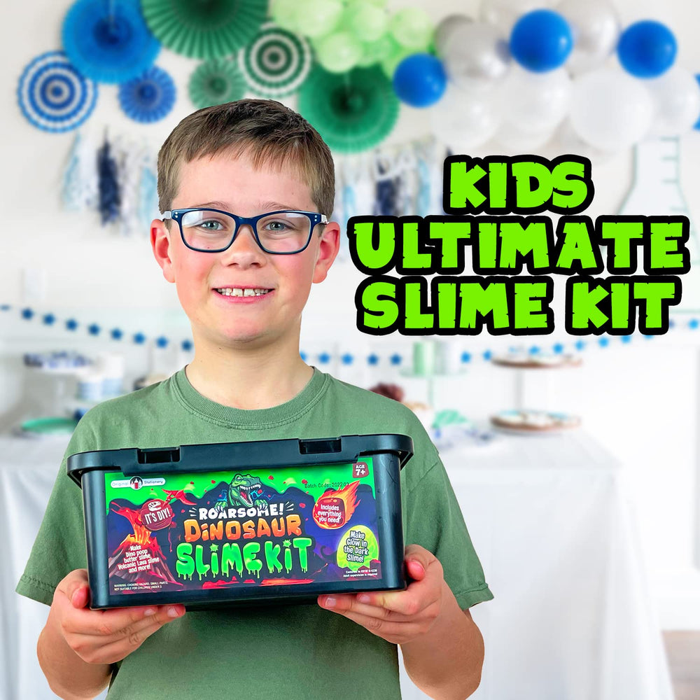 Original Stationery Dinosaur Slime Kit glitter formula adds sparkle to play