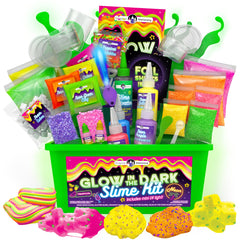 Original Stationery glow-in-the-dark slime kit bottles glow for vibrant night-time crafting.
