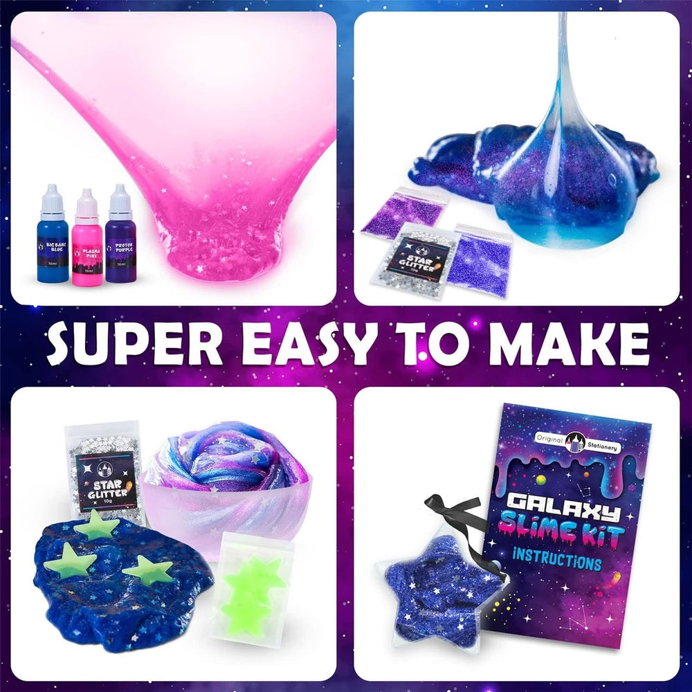 Original Stationery Mini Galaxy Slime Kit glitter elements enhance festive slime crafts