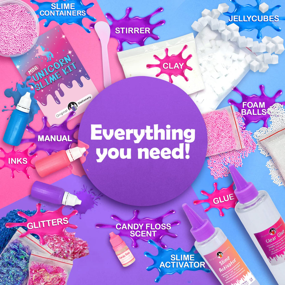 Original Stationery Mini Unicorn Slime Kit foam balls scene, for imaginative playtime.