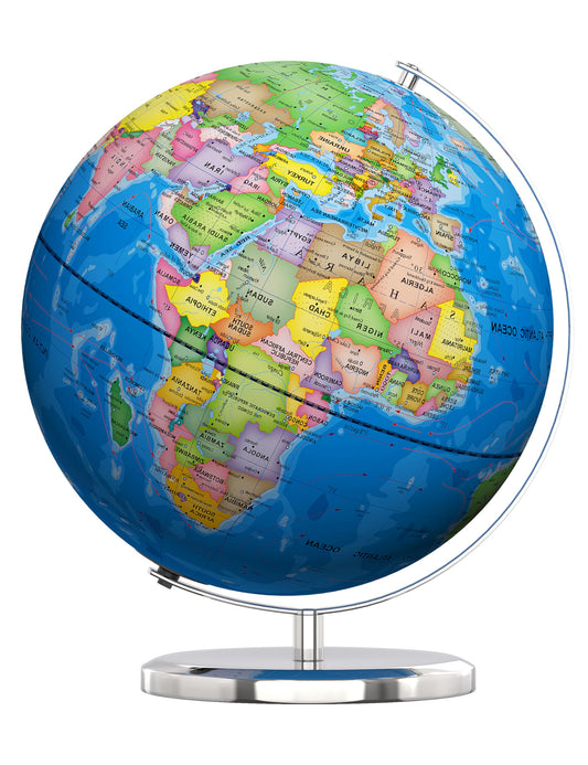 Orionstar 13-inch globe with stand highlights borders for kids learning geography