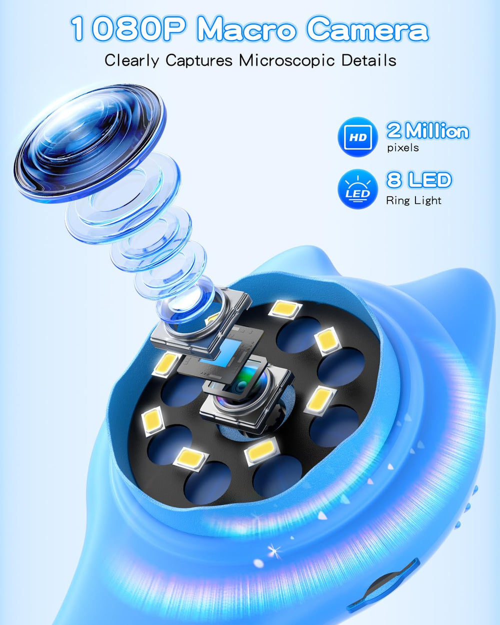 Oripira Kids Microscope shows 1080P images on a bright screen for easy viewing.