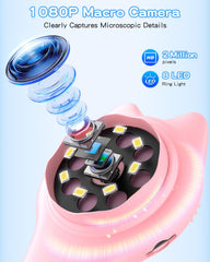 Oripira Kids Microscope 1080p camera display for bright real-time sample viewing.