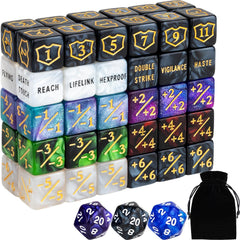 ORUNI 63-piece dice counters set with shield and keyword counters for MTG gameplay
