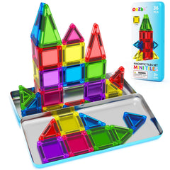 ORZbb mini magnetic tiles in a travel box, ideal for on-the-go learning.