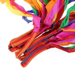 ORZIZRO Rainbow Dance Ribbons used as festive props for parties and stage decorations