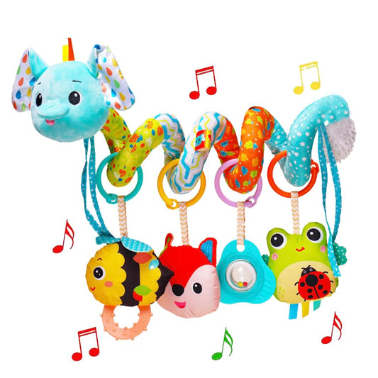 Orzizro stroller toys elephant spiral enhances visual tracking for babies.